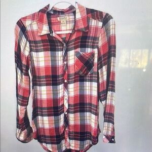Red Plaid Button-Up Shirt
